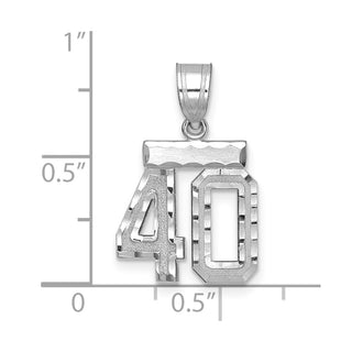 14K White Gold Small Diamond-cut Number 40 Charm