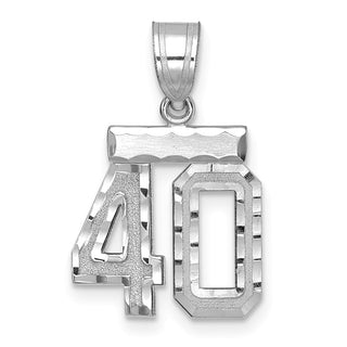 14K White Gold Small Diamond-cut Number 40 Charm