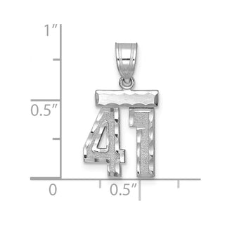 14K White Gold Small Diamond-cut Number 41 Charm