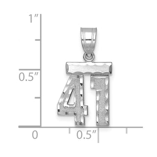 14K White Gold Small Diamond-cut Number 41 Charm
