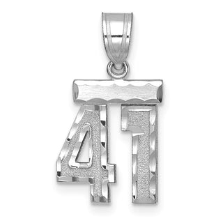 14K White Gold Small Diamond-cut Number 41 Charm