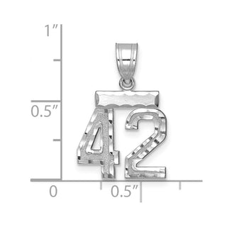 14K White Gold Small Diamond-cut Number 42 Charm