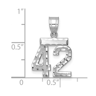 14K White Gold Small Diamond-cut Number 42 Charm