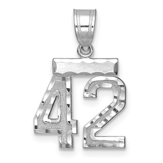14K White Gold Small Diamond-cut Number 42 Charm