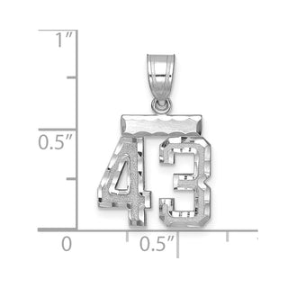 14K White Gold Small Diamond-cut Number 43 Charm