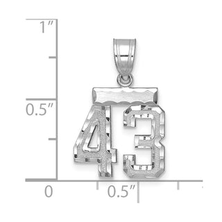 14K White Gold Small Diamond-cut Number 43 Charm