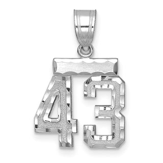 14K White Gold Small Diamond-cut Number 43 Charm