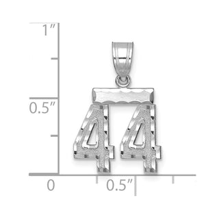 14K White Gold Small Diamond-cut Number 44 Charm