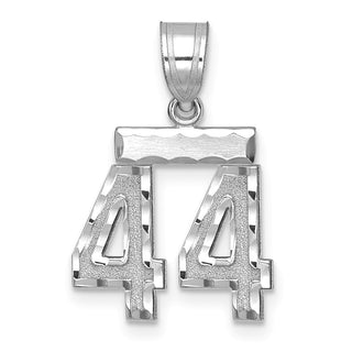 14K White Gold Small Diamond-cut Number 44 Charm