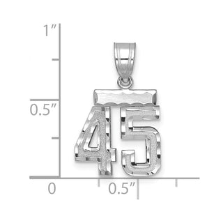 14K White Gold Small Diamond-cut Number 45 Charm