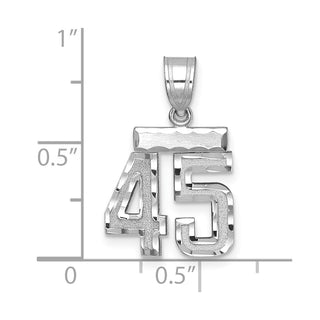 14K White Gold Small Diamond-cut Number 45 Charm