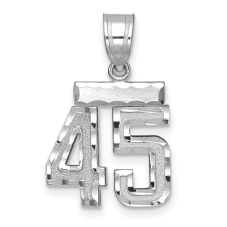 14K White Gold Small Diamond-cut Number 45 Charm