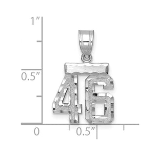 14K White Gold Small Diamond-cut Number 46 Charm
