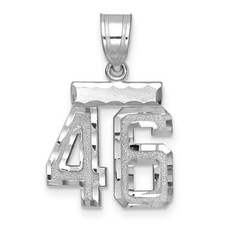 14K White Gold Small Diamond-cut Number 46 Charm