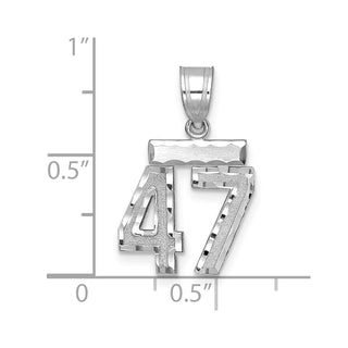 14K White Gold Small Diamond-cut Number 47 Charm