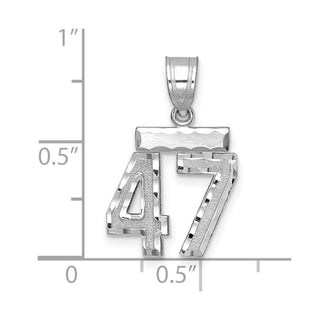 14K White Gold Small Diamond-cut Number 47 Charm