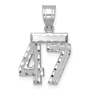14K White Gold Small Diamond-cut Number 47 Charm