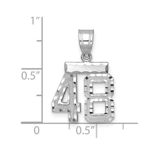 14K White Gold Small Diamond-cut Number 48 Charm