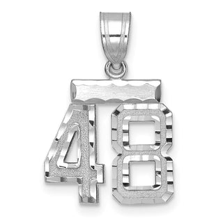 14K White Gold Small Diamond-cut Number 48 Charm