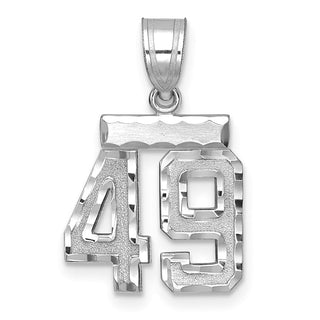 14K White Gold Small Diamond-cut Number 49 Charm