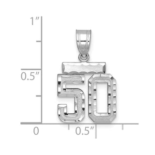 14K White Gold Small Diamond-cut Number 50 Charm