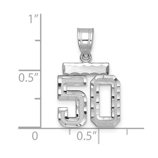 14K White Gold Small Diamond-cut Number 50 Charm