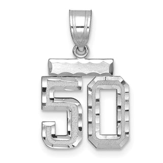 14K White Gold Small Diamond-cut Number 50 Charm