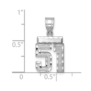 14K White Gold Small Diamond-cut Number 51 Charm