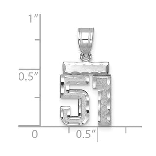 14K White Gold Small Diamond-cut Number 51 Charm