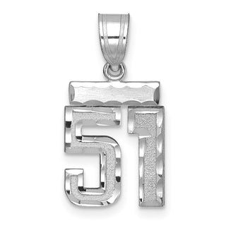 14K White Gold Small Diamond-cut Number 51 Charm