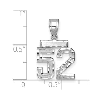 14K White Gold Small Diamond-cut Number 52 Charm