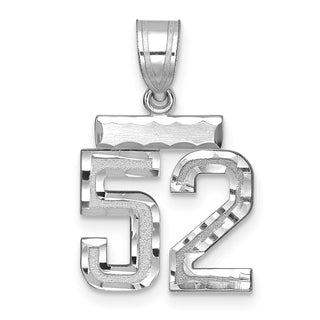 14K White Gold Small Diamond-cut Number 52 Charm