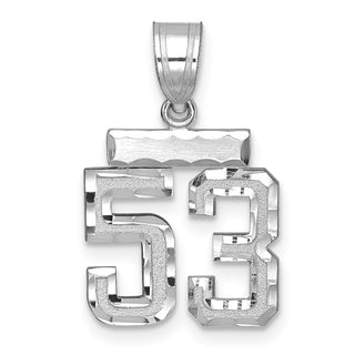 14K White Gold Small Diamond-cut Number 53 Charm
