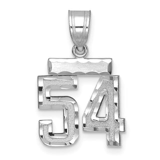14K White Gold Small Diamond-cut Number 54 Charm