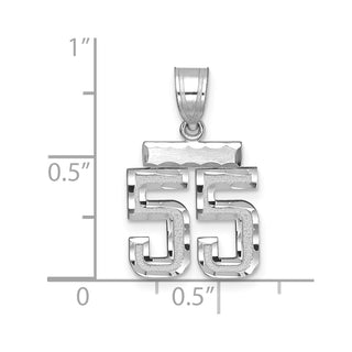 14K White Gold Small Diamond-cut Number 55 Charm