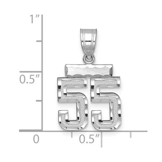 14K White Gold Small Diamond-cut Number 55 Charm