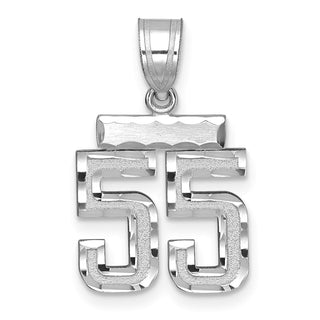 14K White Gold Small Diamond-cut Number 55 Charm