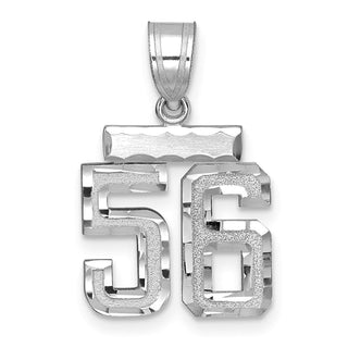 14K White Gold Small Diamond-cut Number 56 Charm