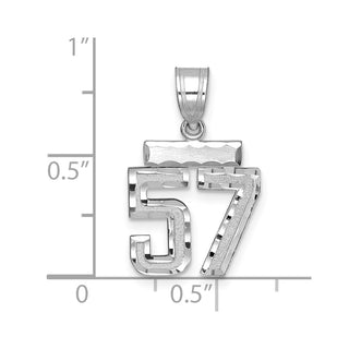14K White Gold Small Diamond-cut Number 57 Charm