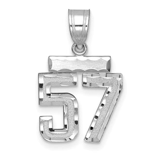 14K White Gold Small Diamond-cut Number 57 Charm