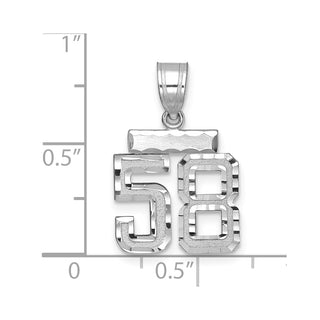 14K White Gold Small Diamond-cut Number 58 Charm