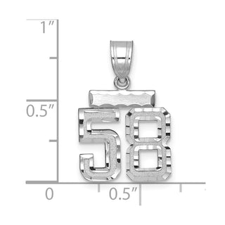 14K White Gold Small Diamond-cut Number 58 Charm