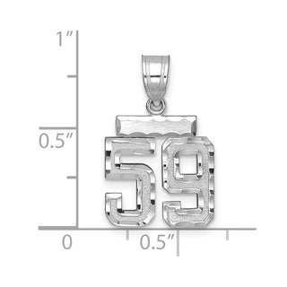 14K White Gold Small Diamond-cut Number 59 Charm