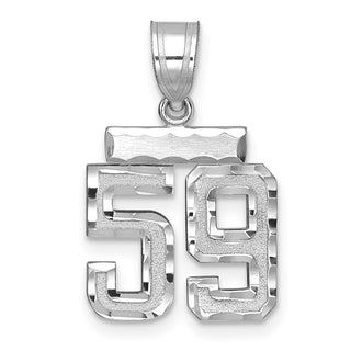 14K White Gold Small Diamond-cut Number 59 Charm