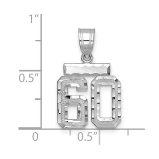 14K White Gold Small Diamond-cut Number 60 Charm