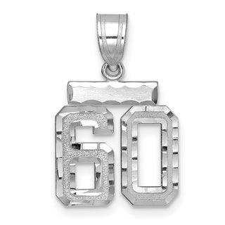 14K White Gold Small Diamond-cut Number 60 Charm