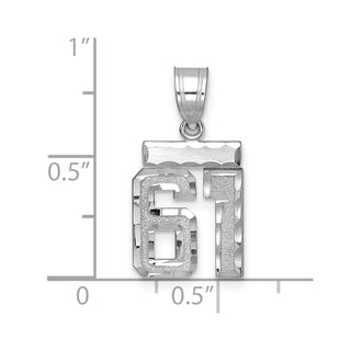 14K White Gold Small Diamond-cut Number 61 Charm