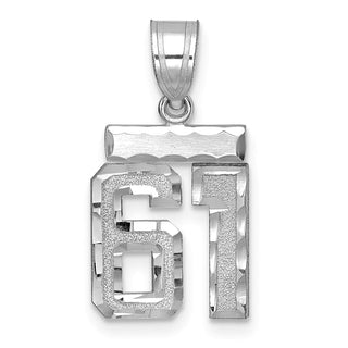 14K White Gold Small Diamond-cut Number 61 Charm