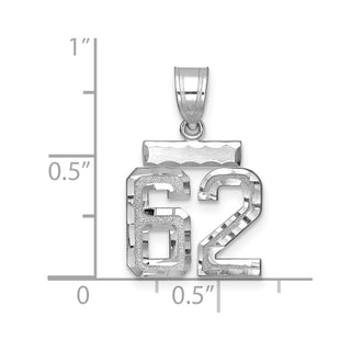 14K White Gold Small Diamond-cut Number 62 Charm