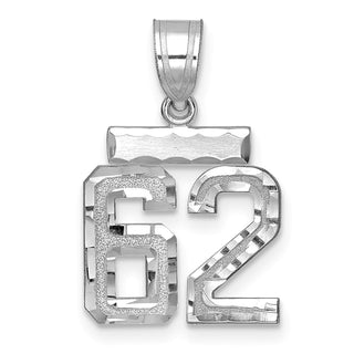 14K White Gold Small Diamond-cut Number 62 Charm